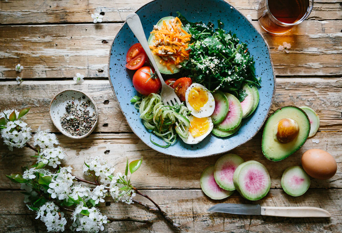 A tidy kitchen counter with prepared seasonal ingredients